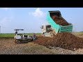 Update Project Land Filling Up 5Ton Dump Truck Moving Dirt Mini Bulldozer Pushing Dirt #Ep2262