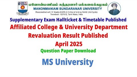 UG PG Revaluation Result Published for Affiliated Colleges & University Department MS University