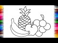 Easy Fruits Drawing for Kids | 🍎🍌🍇🍍fruits  Drawing Step by step || 