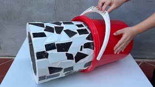 Ideas For Making Cement and Ceramic Tile Flower Pots - Amazing Creativity From Cement