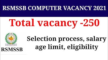 RSMSSB Computer recruitment 2021 | RSMSSB Sanganak syllabus | exam pattern
