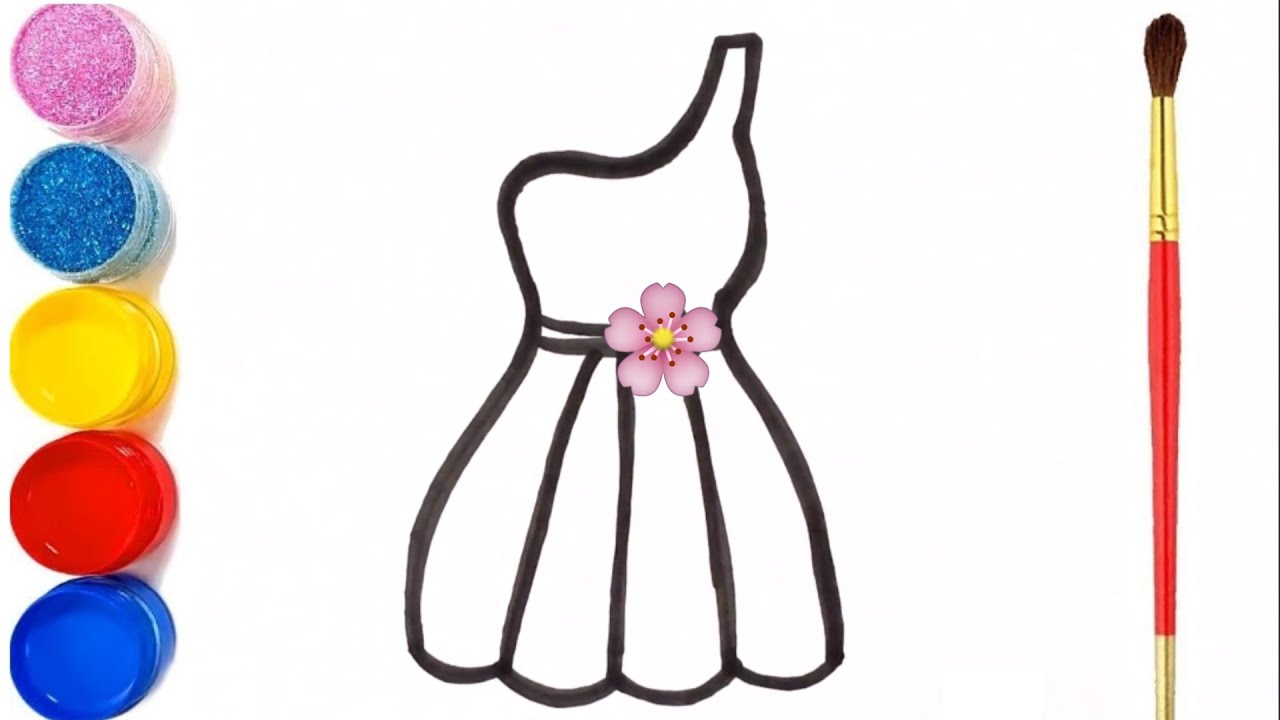 How to draw a Barbie Doll Dress Easy Drawing for Girls and Coloring Pages  for Kids - YouTube