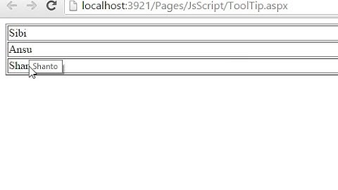 Jquery to show tooltip on mouse hover in Asp.net