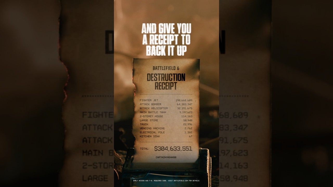You blow things up. We add it up. Play the #Battlefield6 Open Beta, claim your #BF6Receipts! 💥