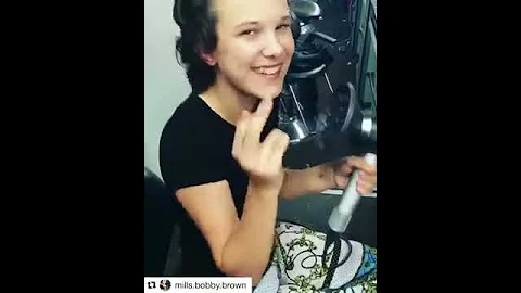 millie bobby brown flips off the camera