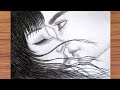 How to draw romantic couple with pencil  couple moonlight drawing
