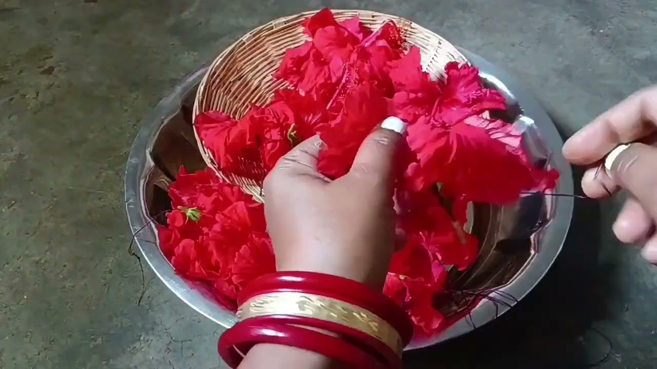 Devi maa ke naam per Mandar phool ka mala banaya# Gathal phool mala 
