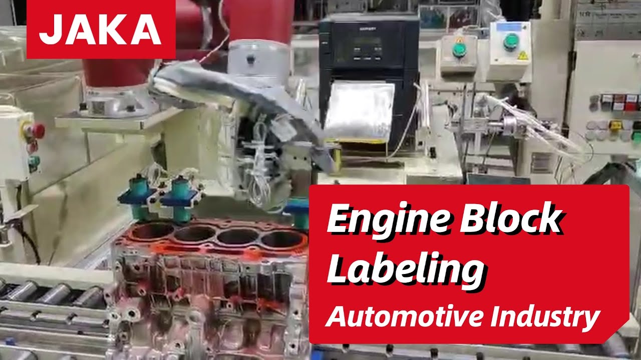 Efficient Engine Block Labeling Process with Robotic Arm | Label ...