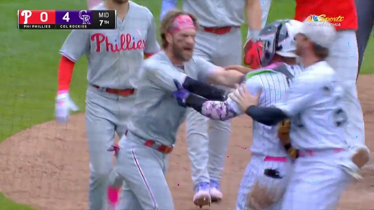 Memorial Day Brawl: Bryce Harper Hit, Charges Mound As Benches