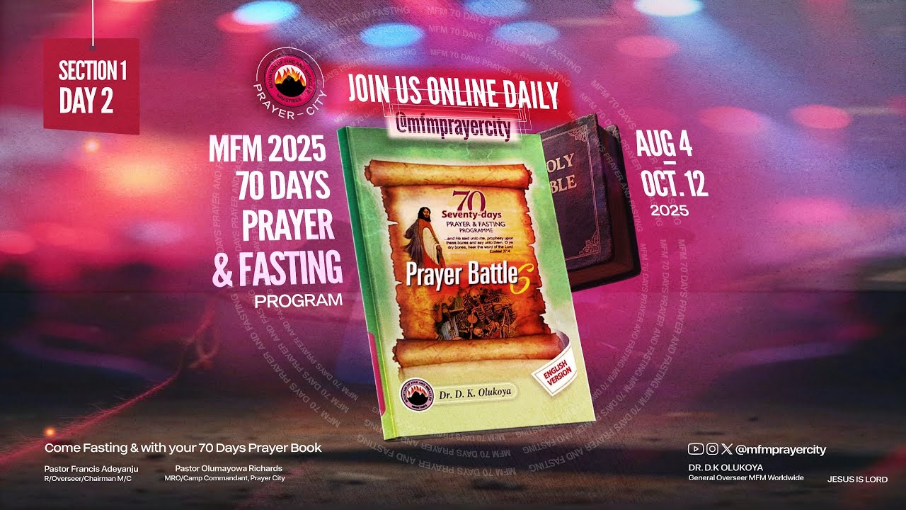 DAY2 MFM 70 DAYS PRAYERS  || I CLAIM BREAKTHROUGH PROVOKING DREAMS ||  05-08-2025 || PRAYER CITY