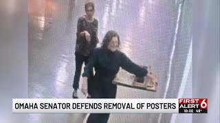 Omaha senator defends removal of posters
