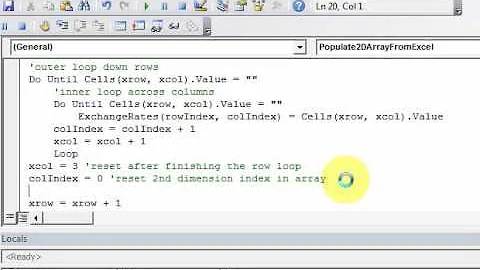 Lesson 27.5 Populate a 2D Array from Excel