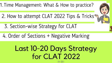 Last 10-20 days Strategy for CLAT 2022| Time Management: How to complete CLAT 2022 in 2 hours