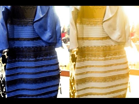 blue gold black white dress