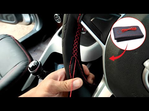 Steps on how to stitch on wrap a car steering wheel : Hand Sewing Leather Steering  Wheel Cover DIY 