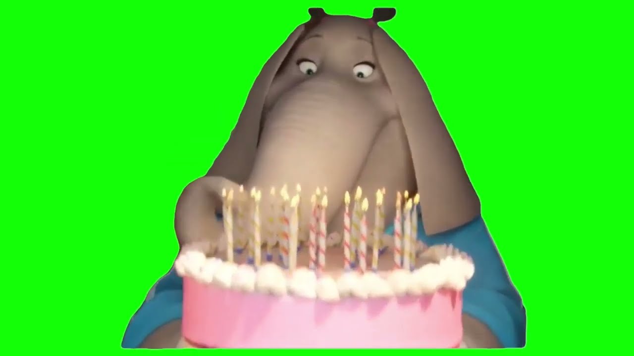 That Annoying Fat Elephant B from Sing Singing Happy Birthday   Green Screen