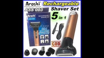 Arashi Shaver 5 in 1 ASS 003 Pencukur Set Lengkap Jenggot Kumis Bulu USB Rechargeable 400 mAh