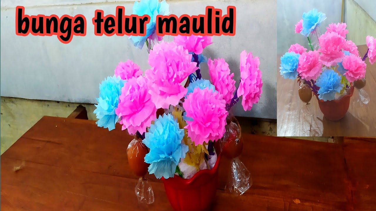 cara mudah menghias telur maulid dengan kertas krep //bunga telur ...