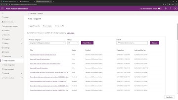 Business Central short video: Check (View) BC known issues in Power Platform admin center