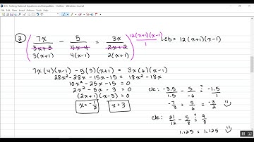 8-6 Solving Rational Equations and Inequalities