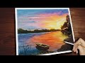 Easy Sunrise Painting for Beginners / Beautiful Sunrise acrylic painting