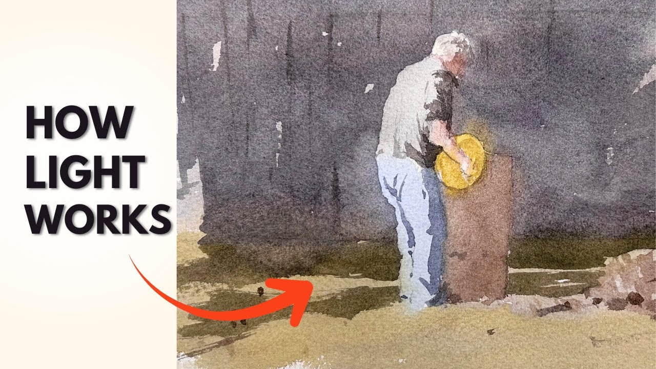 Как нарисовать человека акварелью [с динамическим освещением]