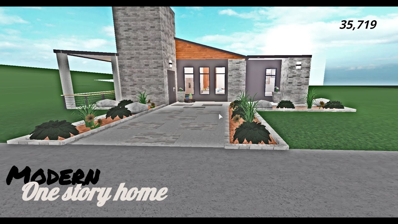 Modern One Story Home Build Roblox Bloxburg Youtube - roblox library lund