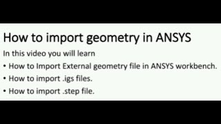 Ansys Workbench How to Import External Geometry | Import Solid Model in Ansys