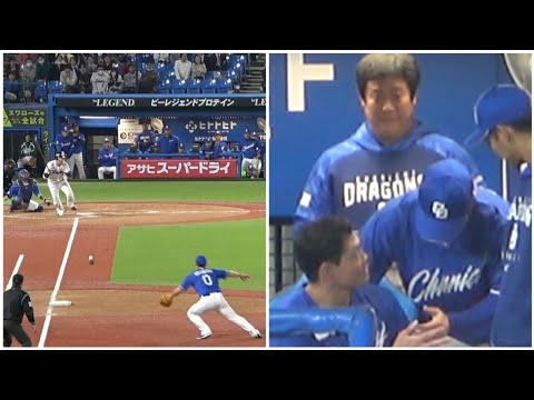 一打サヨナラのピンチ、一塁線の打球を体で止めにいった細川の好プレーに砂田も感謝（2023年4月20日）