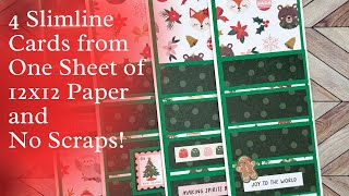 Christmas Cards from 12x12 Patterned Paper without Scraps | Slimline Cards