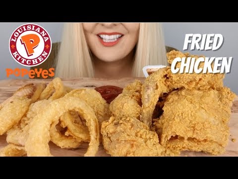 Popeyes Fried Chicken and Onion Rings ASMR Eating Sounds *No Talking