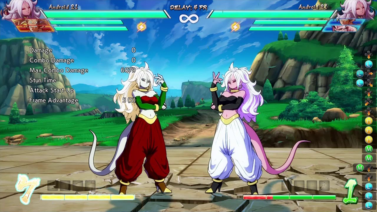 DBFZ Android 21 Tech 50/50 Air Grab Buff path 1.9 - YouTube