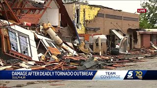Assessing damage in Sulphur after deadly tornado outbreak in Oklahoma