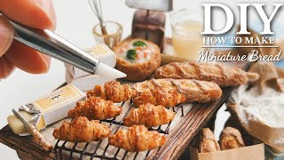 DIY🥐思わず食べたくなるミニチュアパンの作り方｜miniature croissant＆baguette tutorial