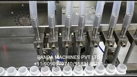 AUTOMATIC 8 HEAD BOTTLE FILLING MACHINE WITH TURN TABLE - SERVO BASED FOR LIQUIDS AND PASTE PRODUCTS