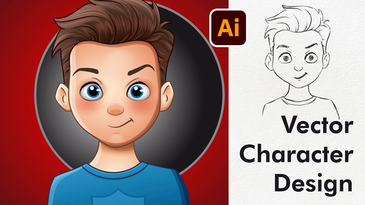 Male Cartoon Character Design - Digital Vector Drawing in Adobe Illustrator  - YouTube