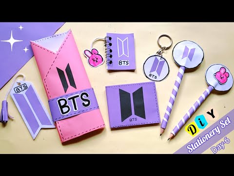 (Day-6)How to make BTS Stationery set at home /DIY handmade stationery set /BTS