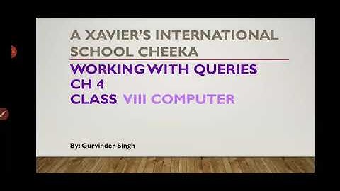 Working with Queries ch 4 of Computer class 8