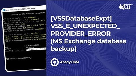 VSS_E_UNEXPECTED_PROVIDER_ERROR (MS Exchange database backup)