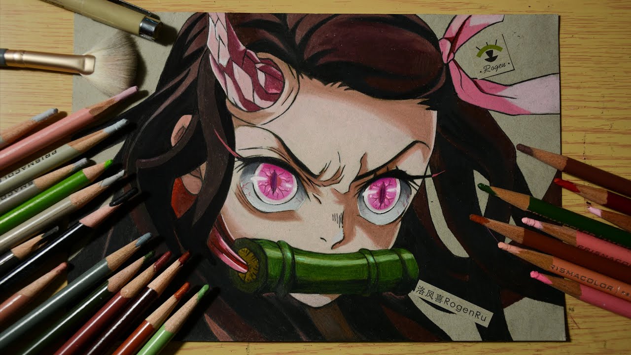 Drawing anime with prismacolor pencils, how to color manga of Kamado