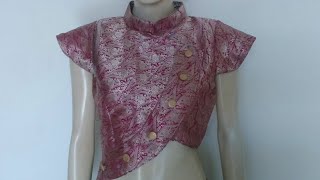 Latest designer tulip blouse with collar neck cutting and stitching