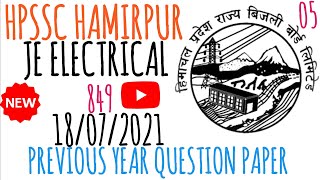 JE Electrical Question Paper Solution|18/07/2021| Post code 849| Part 05