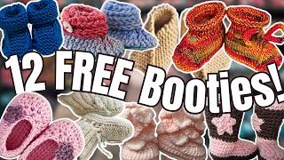 12 FREE Baby Booties (Knit + Crochet) for Charity & Gifts