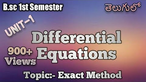Differential equations (part-8)-Exact D.E. in Telugu //B.SC MATHS IN TELUGU1st semester AP//