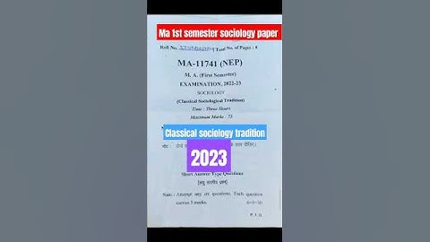 MA first semester #sociology paper 2023 #pyq #oldpapers
