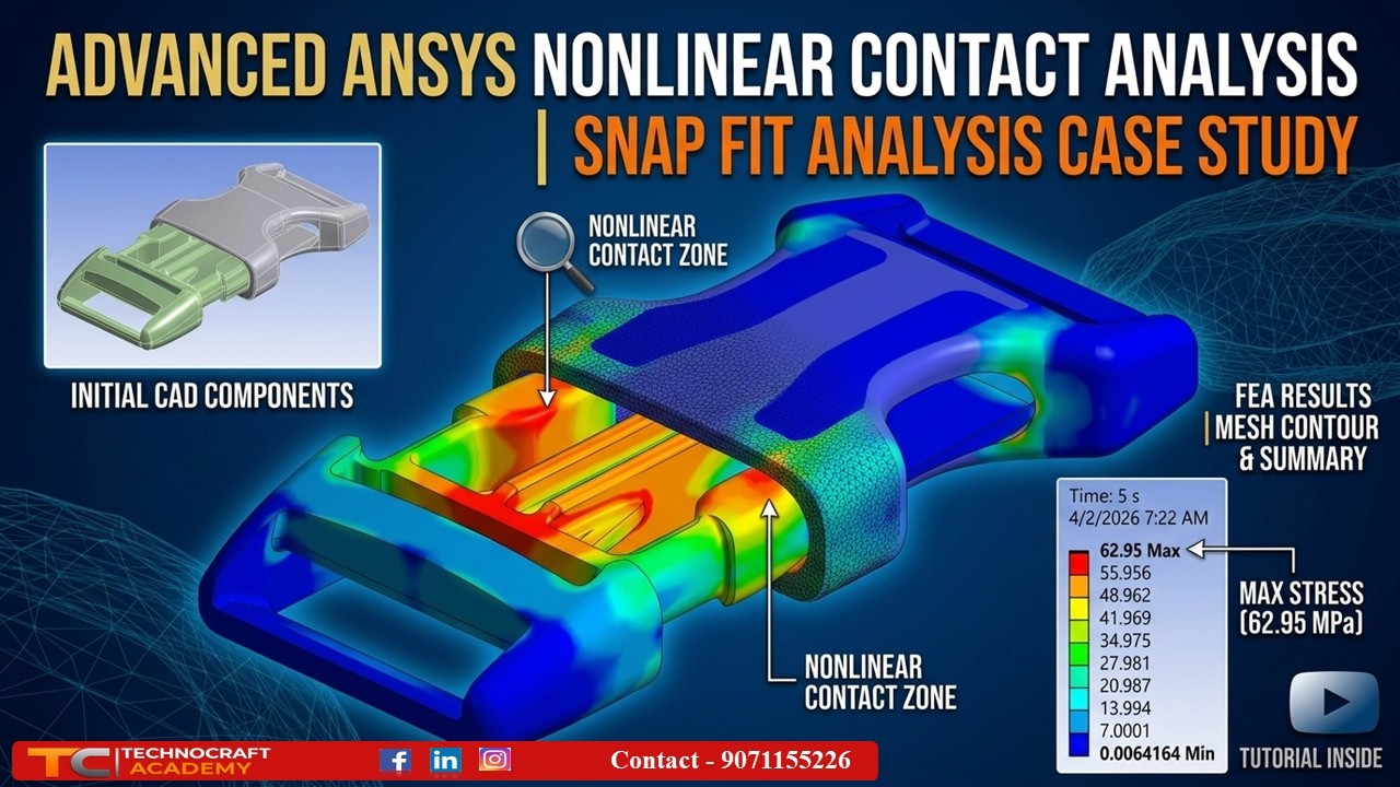 Advanced ANSYS Nonlinear Contact Analysis | Snap Fit Analysis Case ...