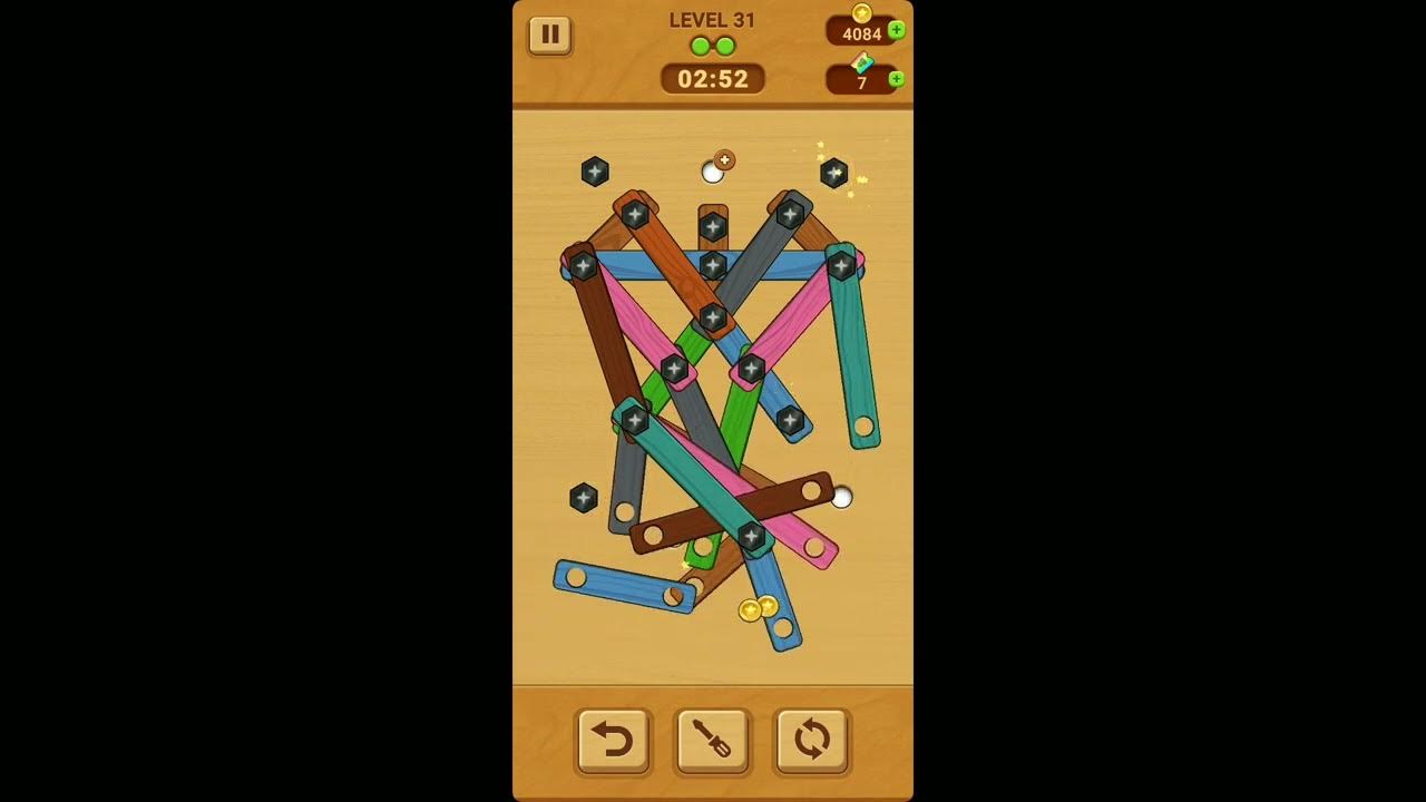 game wood nuts & bolts puzzle level 31 YouTube