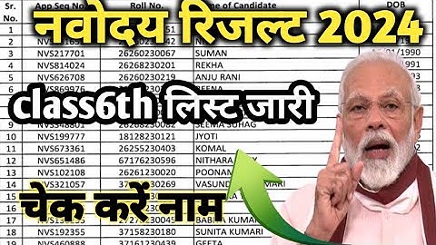 नवोदय विद्यालय रिजल्ट कक्षा 6 2024 | navoday vidyalay result 2024 | jnvst result class 6th 2024