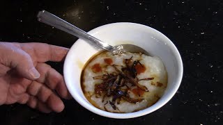 Sushi Rice Congee with Crispy Shallots