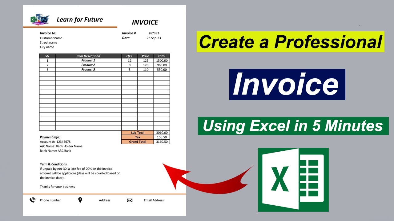 Create Automated Invoice in Excel  Professional Invoice Excel Template